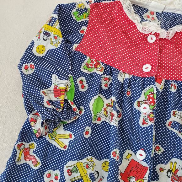 Vintage 70s School Kids Long Sleeve Dress 3t/4t - Picture 3 of 7